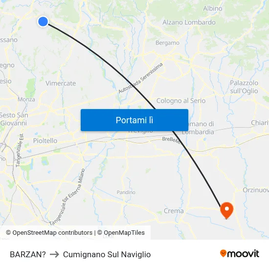 BARZAN? to Cumignano Sul Naviglio map