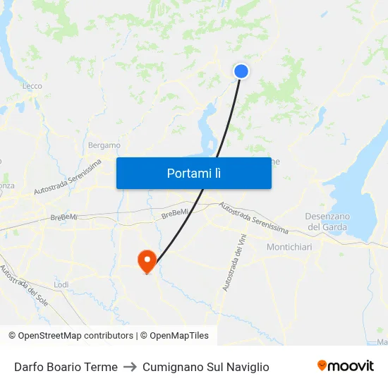 Darfo Boario Terme to Cumignano Sul Naviglio map