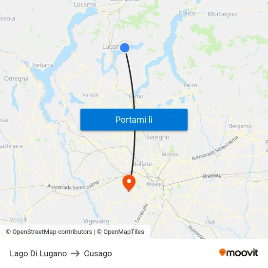 Lago Di Lugano to Cusago map