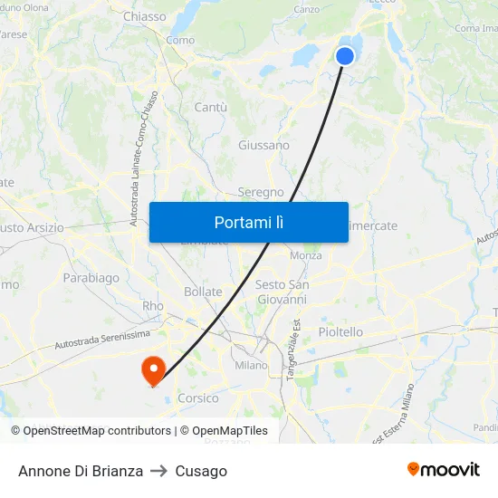 Annone Di Brianza to Cusago map