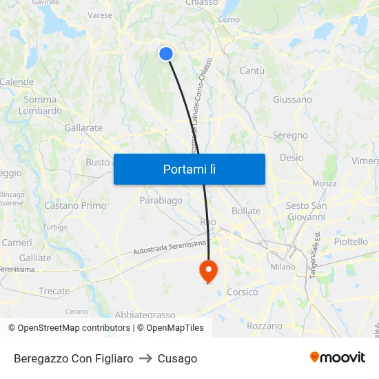Beregazzo Con Figliaro to Cusago map