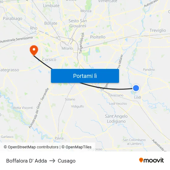 Boffalora D' Adda to Cusago map