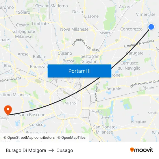 Burago Di Molgora to Cusago map