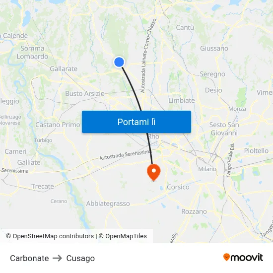 Carbonate to Cusago map