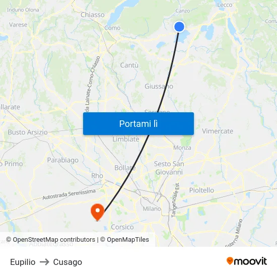 Eupilio to Cusago map