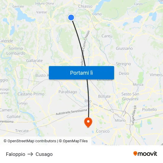 Faloppio to Cusago map