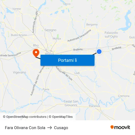 Fara Olivana Con Sola to Cusago map