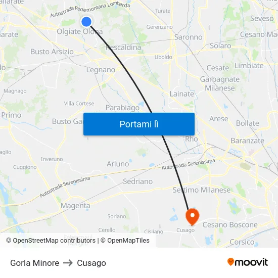 Gorla Minore to Cusago map