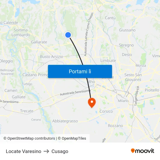 Locate Varesino to Cusago map