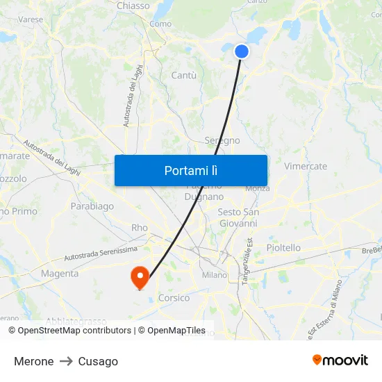 Merone to Cusago map