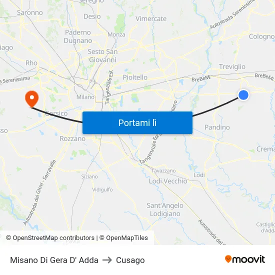 Misano Di Gera D' Adda to Cusago map