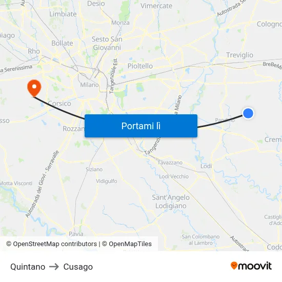Quintano to Cusago map