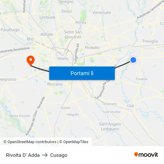 Rivolta D' Adda to Cusago map