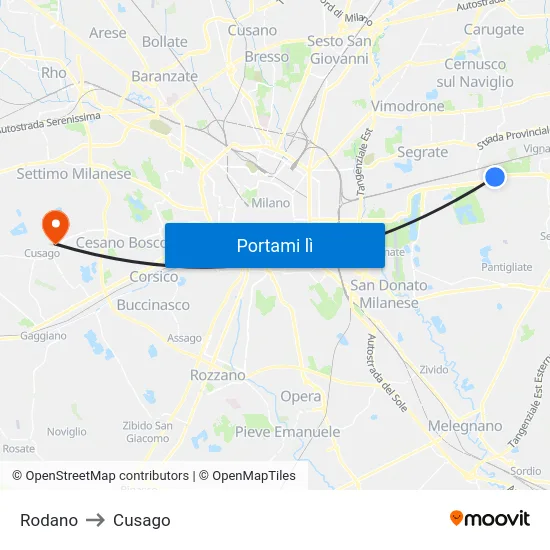 Rodano to Cusago map