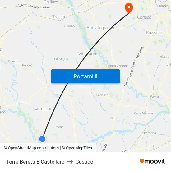 Torre Beretti E Castellaro to Cusago map