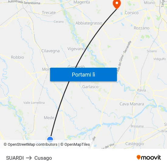 SUARDI to Cusago map