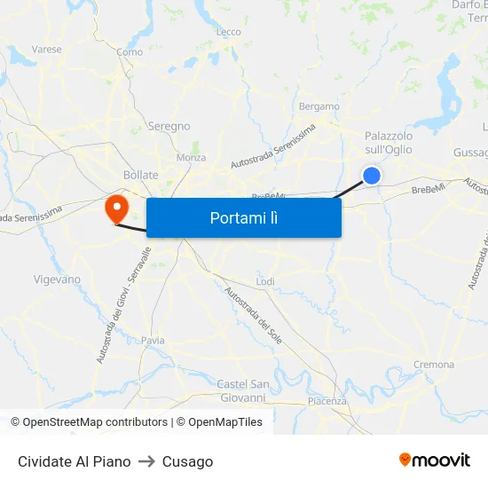 Cividate Al Piano to Cusago map