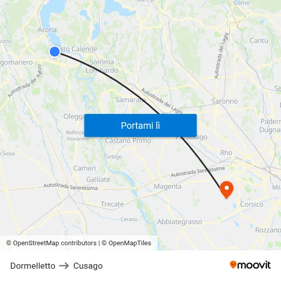 Dormelletto to Cusago map