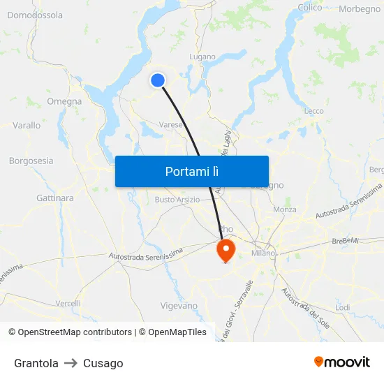 Grantola to Cusago map