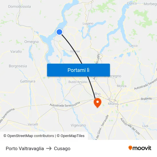 Porto Valtravaglia to Cusago map