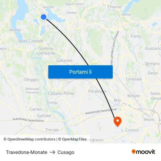 Travedona-Monate to Cusago map