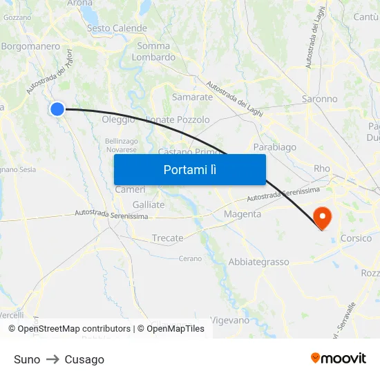 Suno to Cusago map