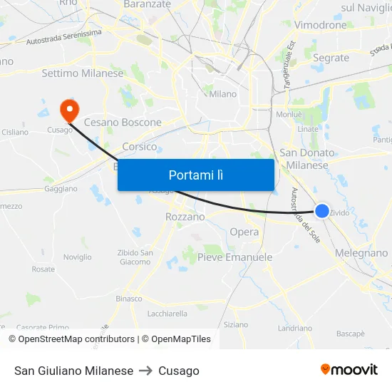 San Giuliano Milanese to Cusago map