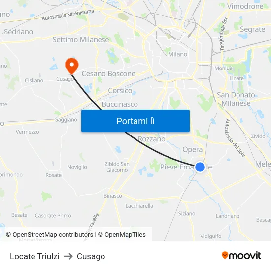 Locate Triulzi to Cusago map