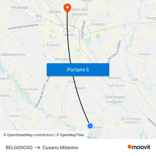 BELGIOIOSO to Cusano Milanino map