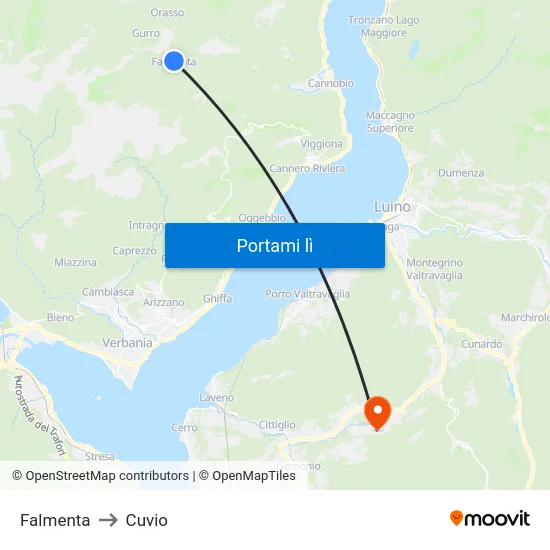 Falmenta to Cuvio map