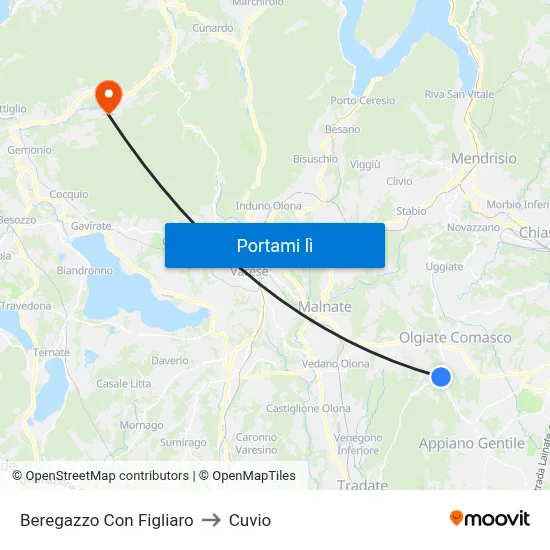 Beregazzo Con Figliaro to Cuvio map