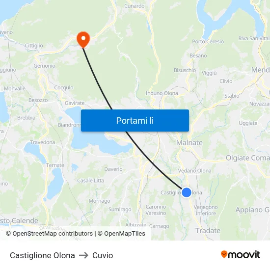 Castiglione Olona to Cuvio map