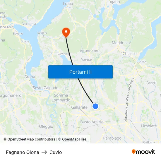 Fagnano Olona to Cuvio map