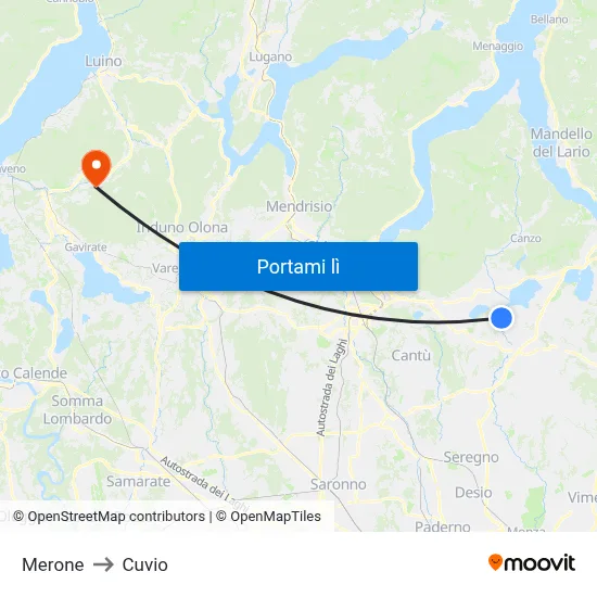 Merone to Cuvio map