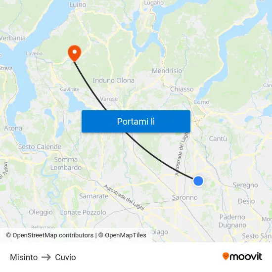 Misinto to Cuvio map