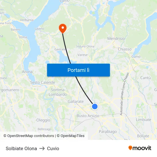 Solbiate Olona to Cuvio map