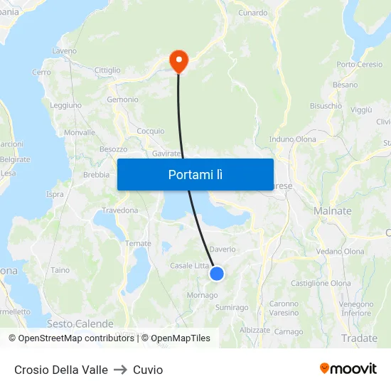 Crosio Della Valle to Cuvio map
