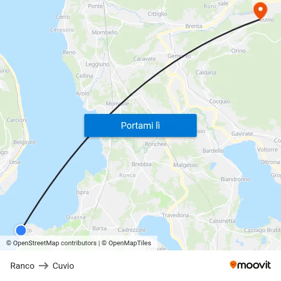 Ranco to Cuvio map