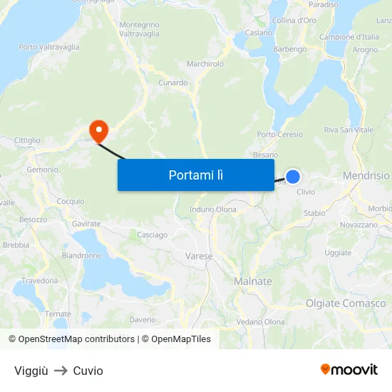 Viggiù to Cuvio map