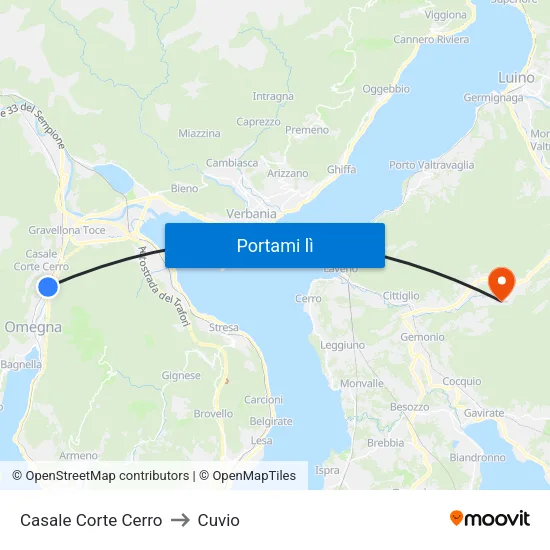 Casale Corte Cerro to Cuvio map