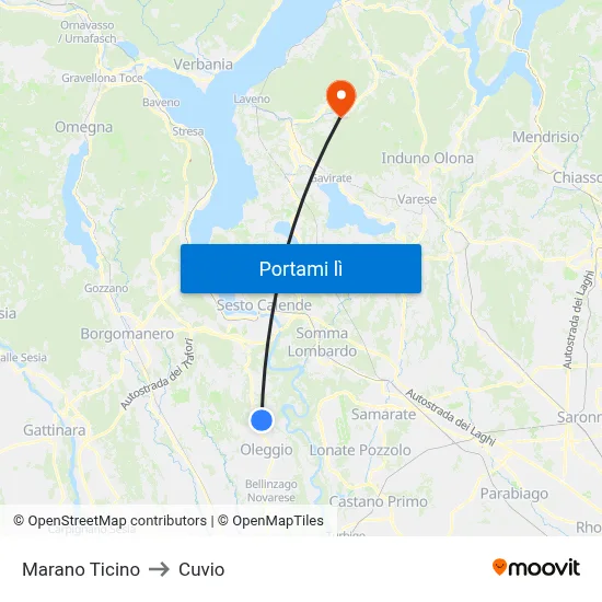 Marano Ticino to Cuvio map