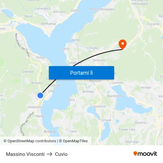 Massino Visconti to Cuvio map