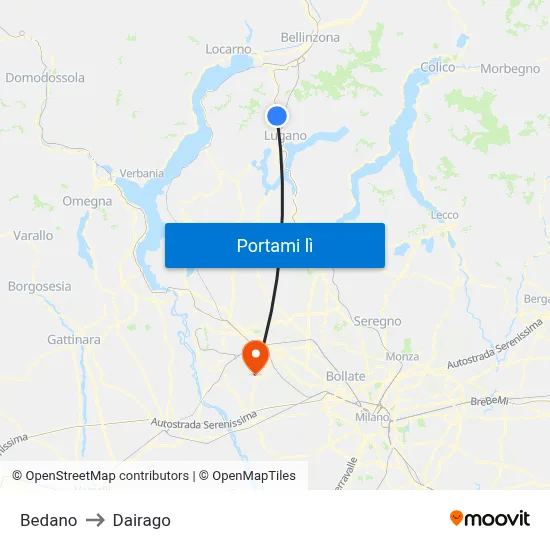 Bedano to Dairago map