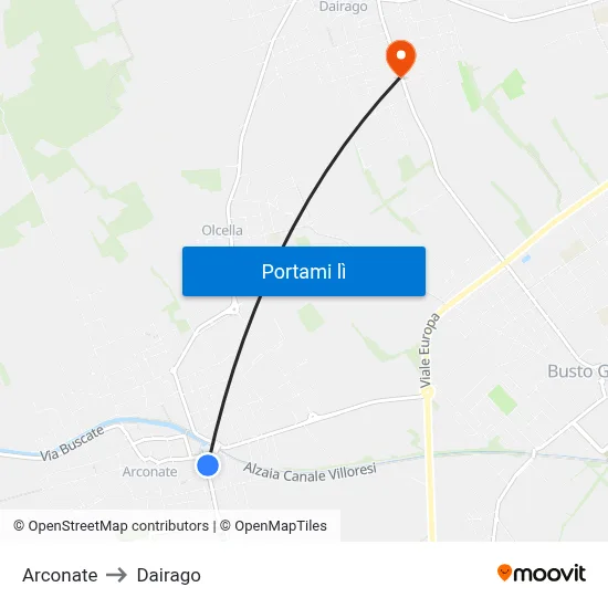 Arconate to Dairago map