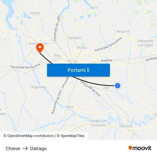 Chieve to Dairago map