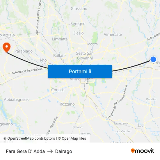 Fara Gera D' Adda to Dairago map