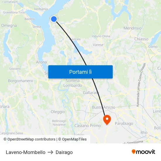 Laveno-Mombello to Dairago map