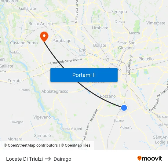 Locate Di Triulzi to Dairago map