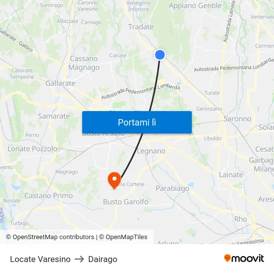 Locate Varesino to Dairago map