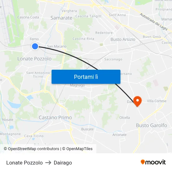 Lonate Pozzolo to Dairago map